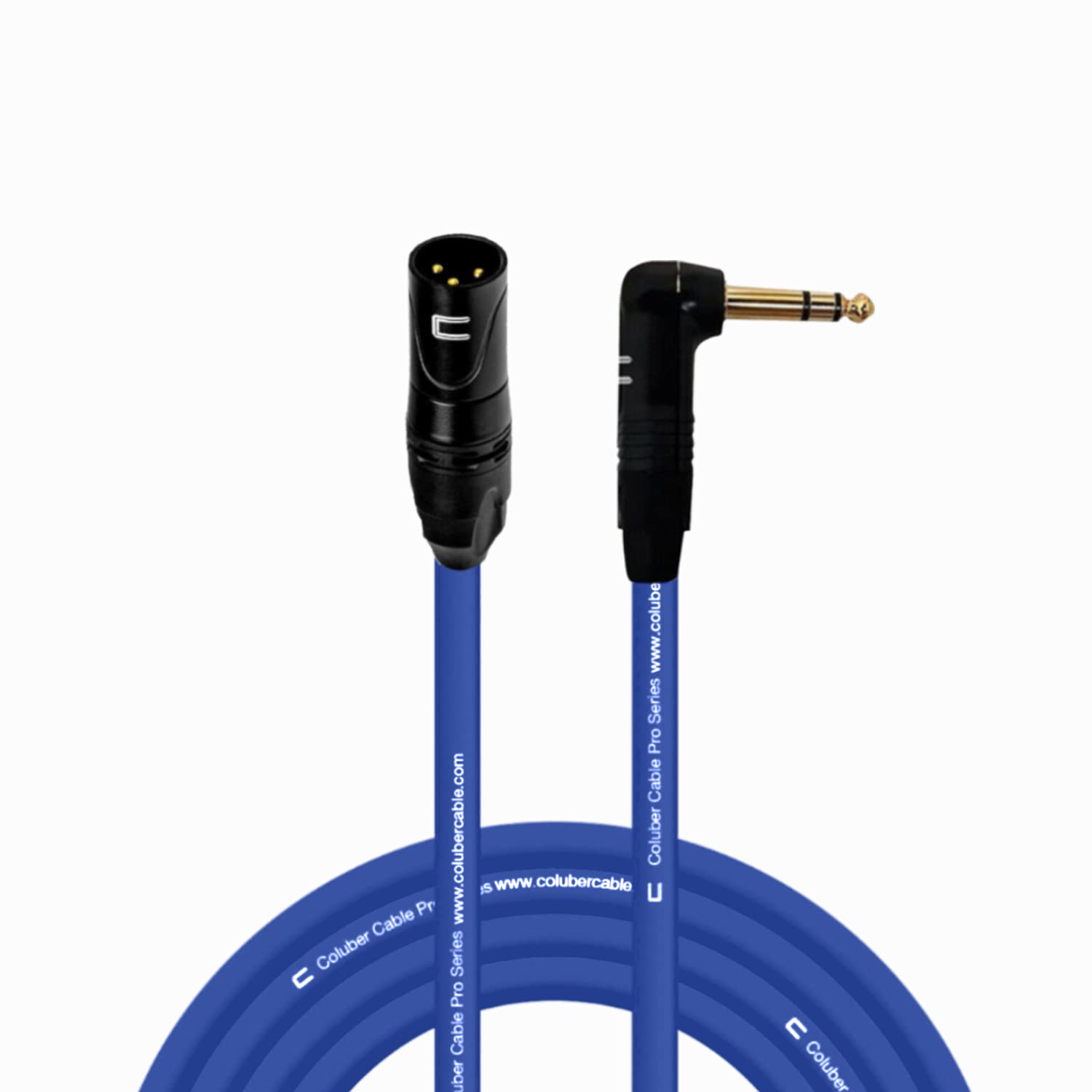Balanced Xlr Cable Male To Right Angle 1/4'' Trs   10 Feet Blue   Pro 3 Pin Microphone Connector For Powered Speakers, Audio Int