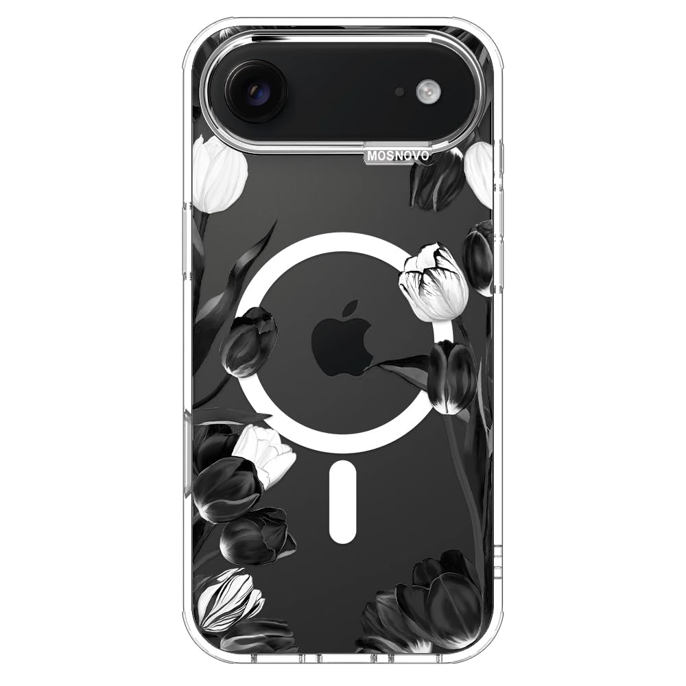 MOSNOVO for iPhone Air Case | Compatible with Magsafe | Military Grade 6.6ft Drop Tested | Camera Control | Clear with Black Whi