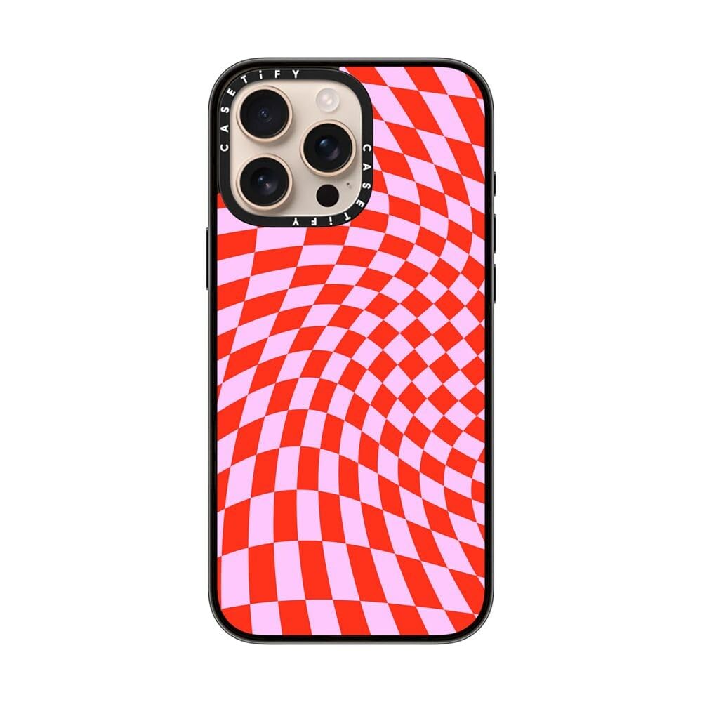 Casetify Compact Case For Iphone 16 Pro Max [Lightweight / 4 Ft. 2X Military Grade Drop Protection/Slim]   Strawberry Checkers