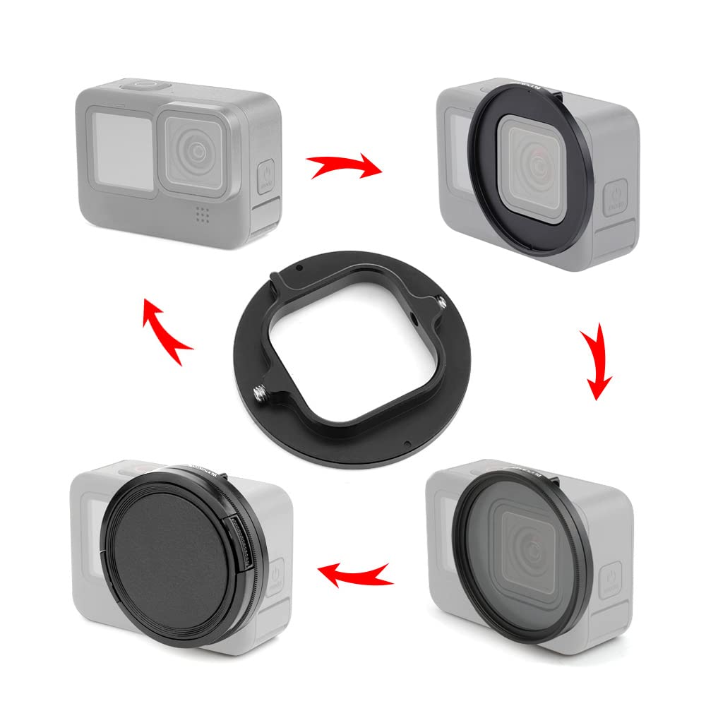 Puluz 52Mm Uv Lens Filter Adapter Ring For Gopro Hero11 Black / Hero11 Black Mini / Hero10 Black / Hero9 Black