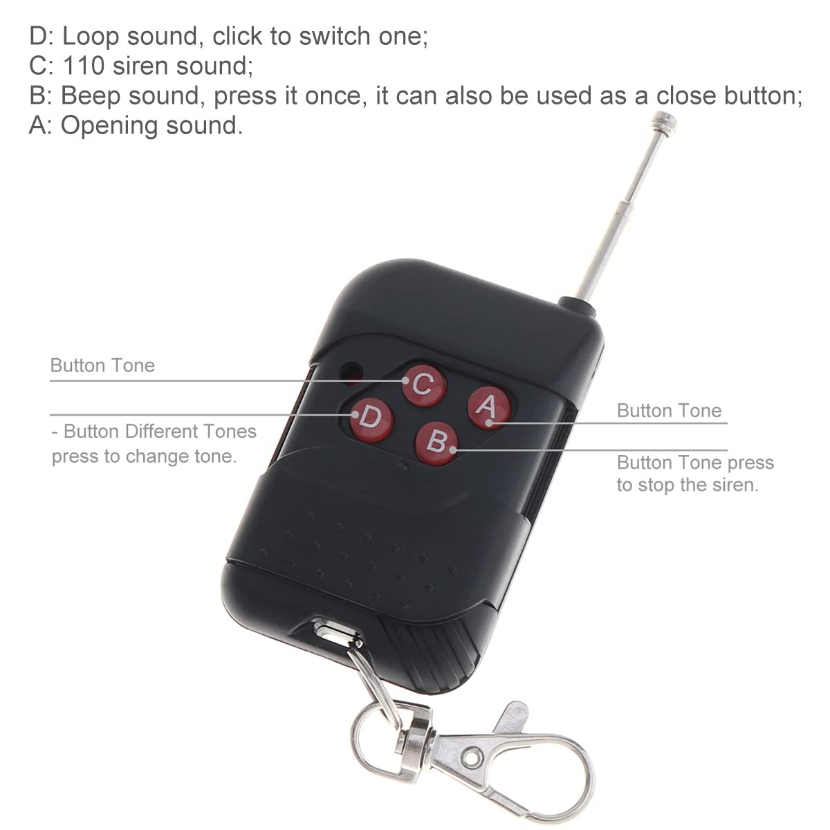 Epathchina 7 Tone Sound Loud Car Siren Vehicle Horn Hooter/Ambulance/Siren/Traffic Sound With Black Remote Controller 12V 100W (