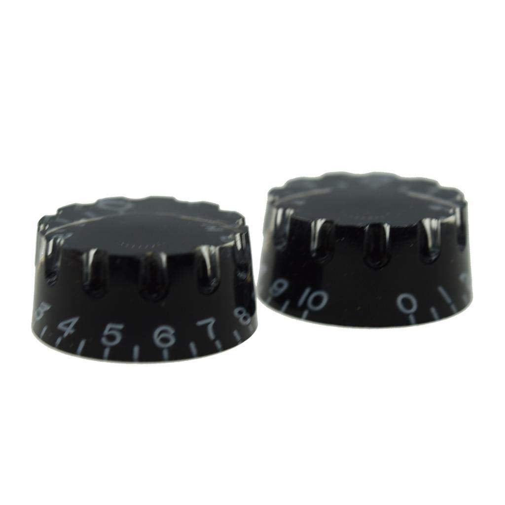 Dopro 2Pcs Usa(Imperial) Lp Guitar Knurled Speed Dial Knobs 24 Fine Splines Control Knobs For Usa Les Paul/Cts Pots Black