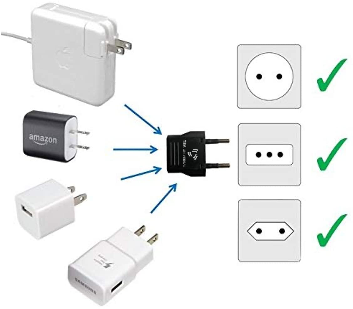 United States To Indonesia/Bali Travel Power Adapter To Connect North American Electrical Plugs To Indonesian Outlets For Cell P