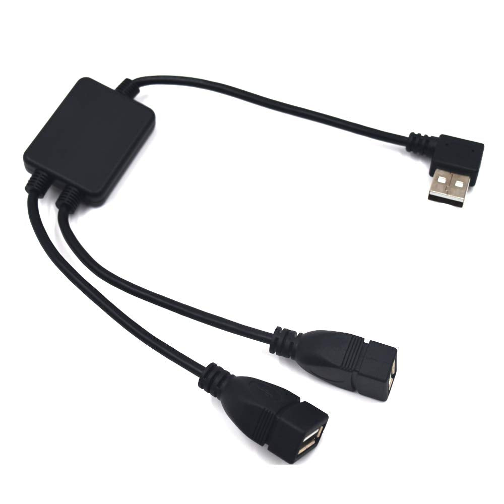 Kework USB 2.0 Splitter, 30cm Left Angle USB Splitter Cable, 2 Ports USB Hub 1 Male to 2 Female Extension Splitter Y Type Cable 