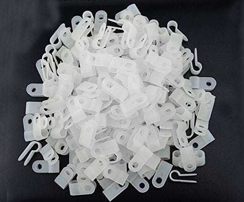 Xingyheng 200Pcs White Nylon R Type Cable Clips Fastener For 1/4 Inch (6.35Mm) Dia Wire Tube (Plastic Wire Cord Clip Fixer)