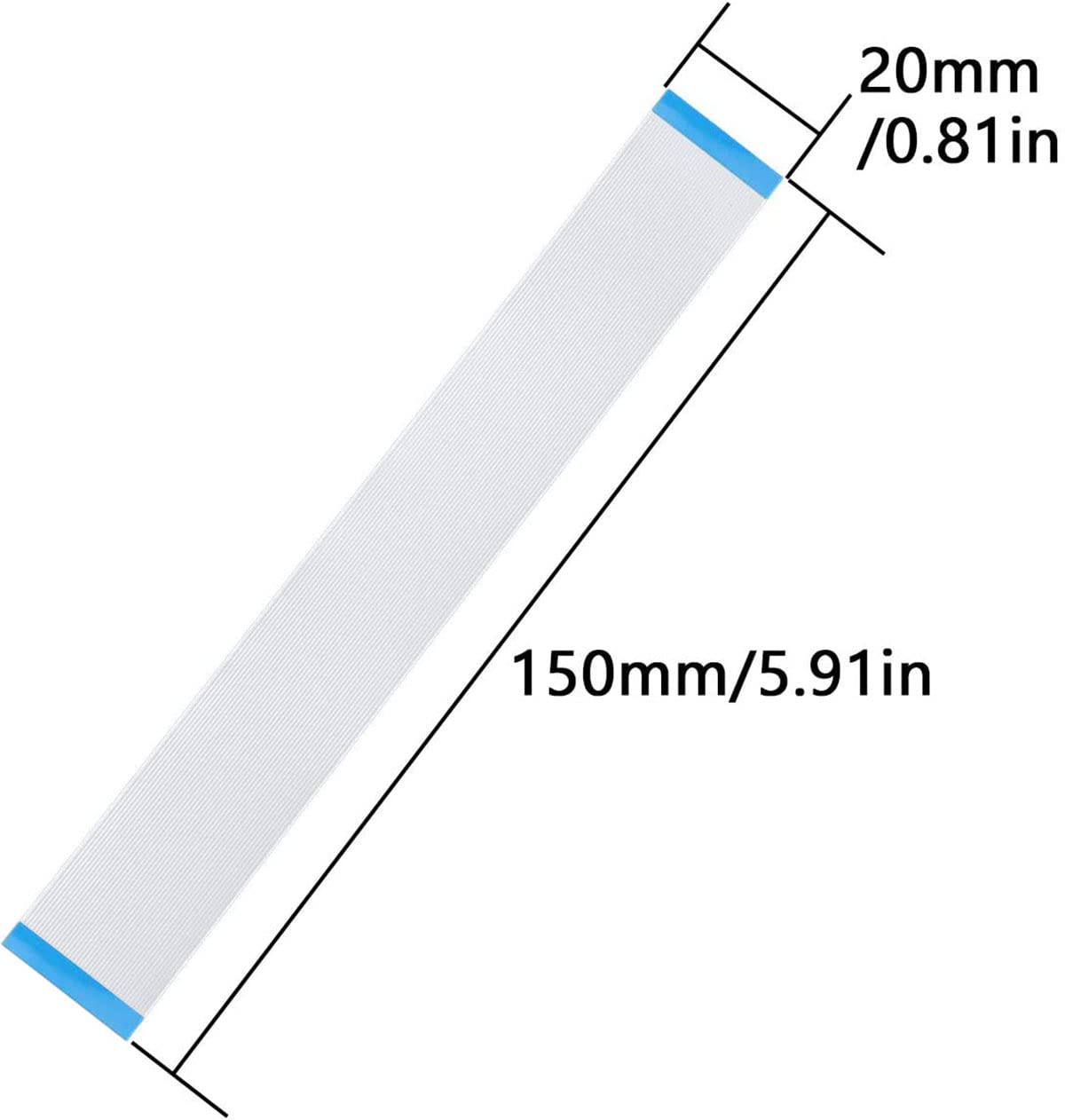 ITROLLE FPC FFC Flexible Ribbon Cable 40 Pin 0.5mm Pitch A Type Plastic Blue White 150mm
