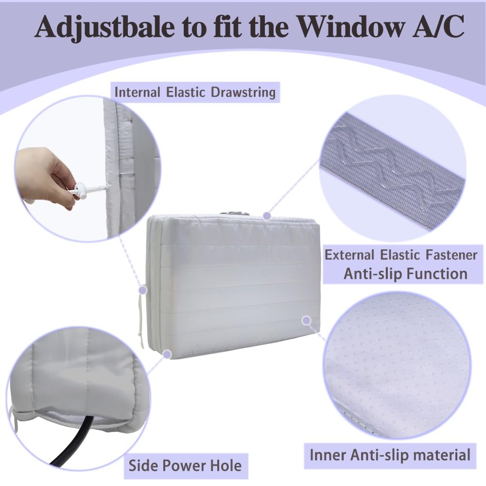 Indoor Air Conditioner Cover For Window Units, Inside Window Ac Cover For Winter, Fits Up To 25''X 18'' X 3.5''(Light Gray)