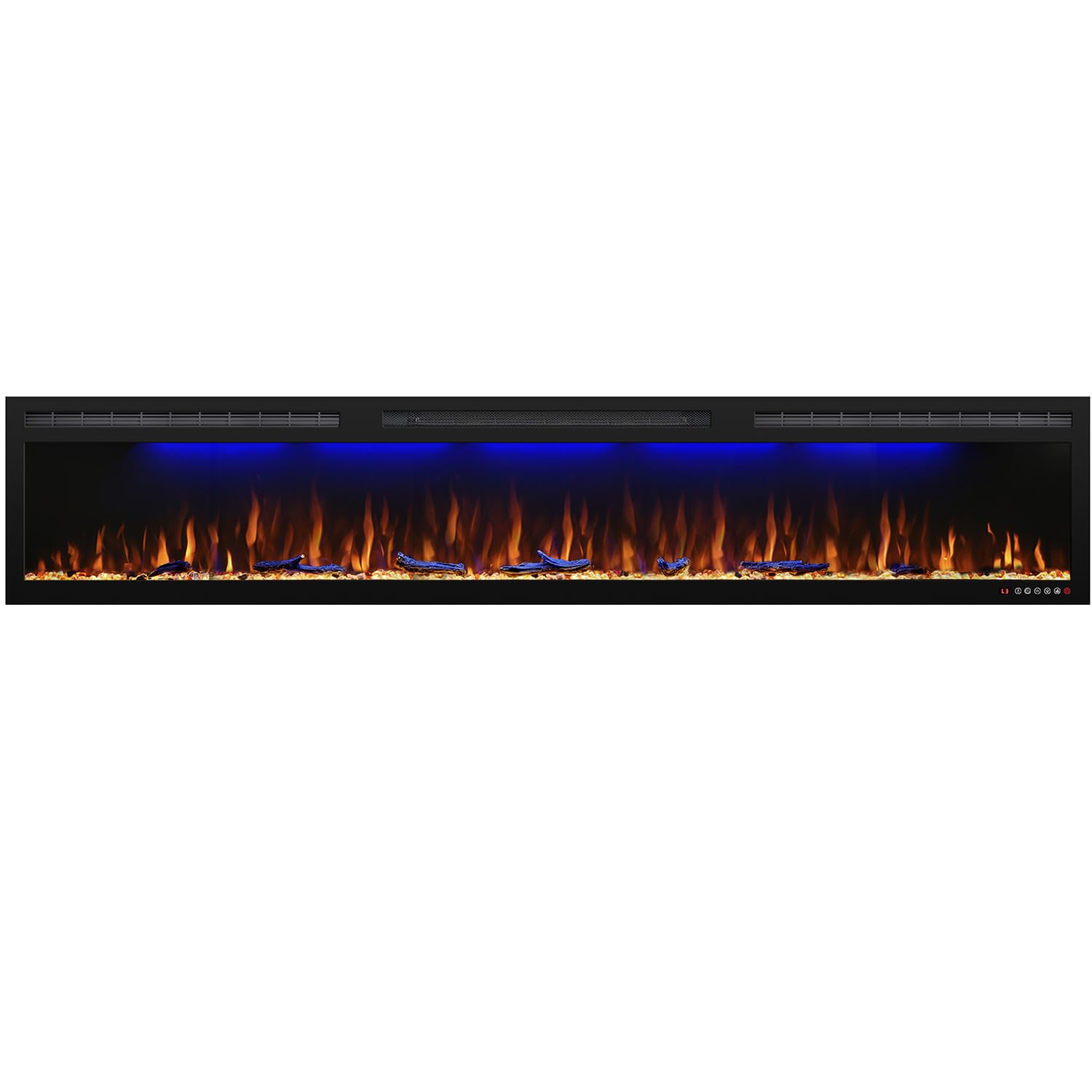 Mystflame Electric Fireplace Recessed 88 Inches, Insert And Wall Mounted Slim Fireplace With 750/1500 Watt Heater, Log & Crystal