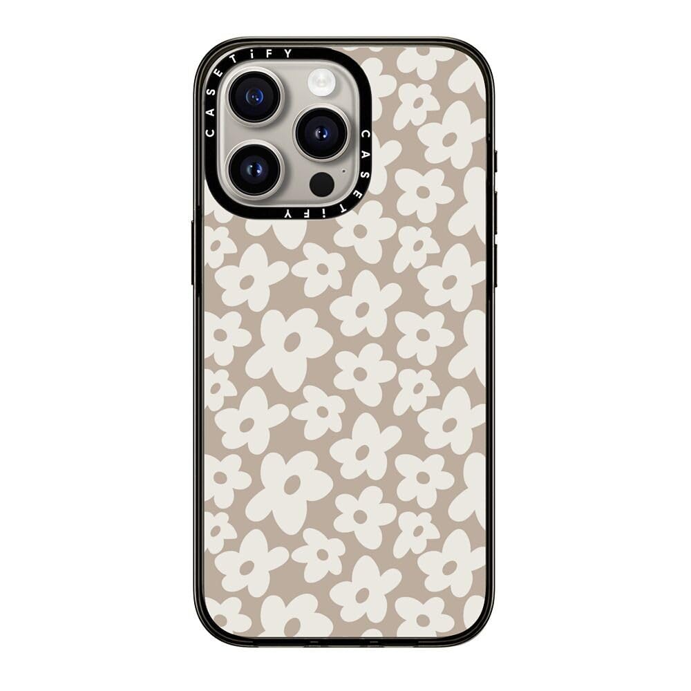 Casetify Compact Case For Iphone 15 Pro Max [2X Military Grade Drop Tested / 4Ft Drop Protection]   Natural Flower   Clear Black