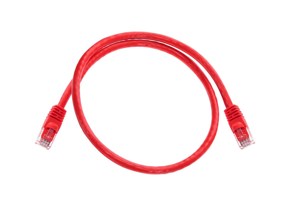 Monoprice Cat6 Network Cable   Snagless, 550Mhz, Utp, 24Awg, 2 Feet, Red   Fullboot Series