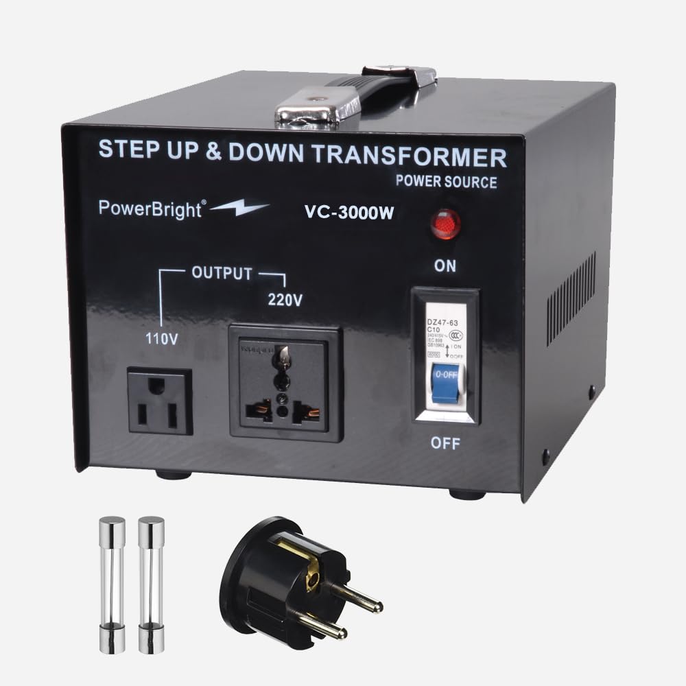 Powerbright Step Up & Down Transformer, Power On/Off Switch, Can Be Used In 110 Volt Countries And 220 Volt Countries, Convert From 220 240 Volt To 110 120 Volt And From 110 120 Volt To 220 240(3000W)