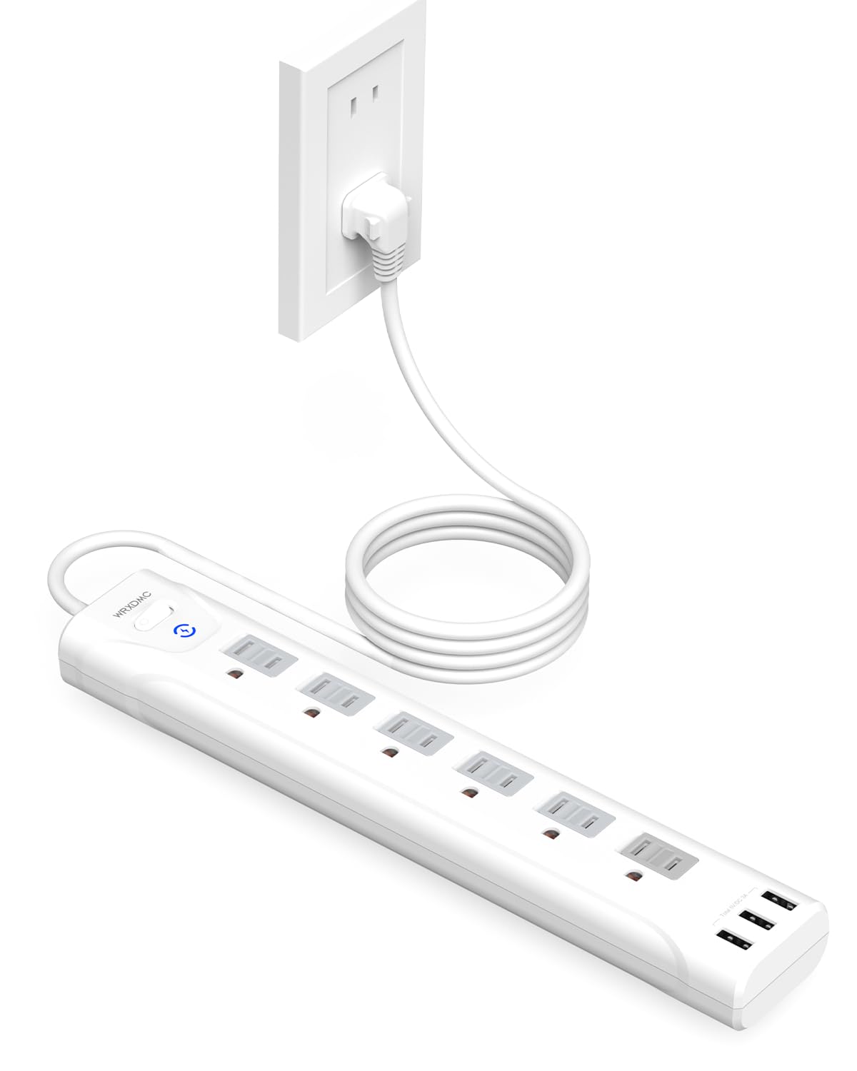 2 Prong Flat Plug Power Strip, Wrxdmc 2 Prong To 3 Prong Outlet Adapter, 1680J Surge Protector, 1625W, 5Ft Extension Cord With P