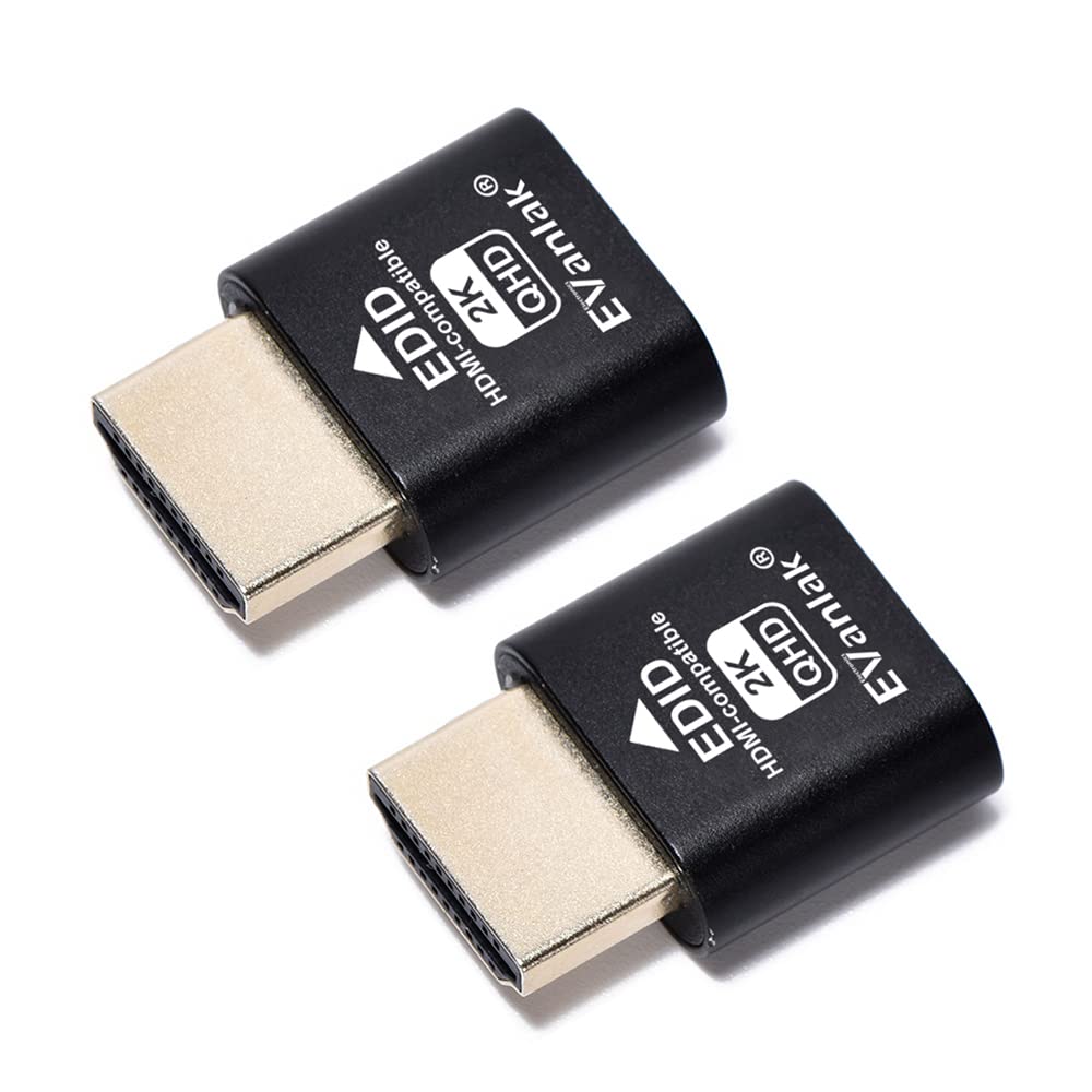 Evanlak Hdmi Dummy Plug Headless Ghost Display Emulator Premium Aluminum Pc(Fit Headless 1920X1080 New 3Rd@60Hz) 2Pack