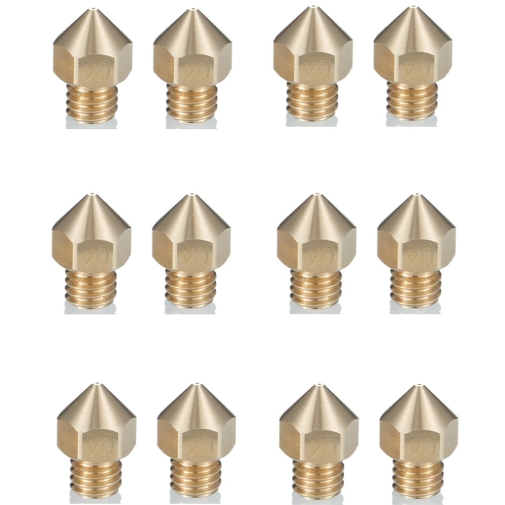 12Pcs Cr 10S Pro Nozzles 0.4Mm, M6 Cr 10S Pro 3D Printer Nozzles,Cr 10S Pro Hotend Extruder Nozzles 0.4Mm Only Compatible For Cr