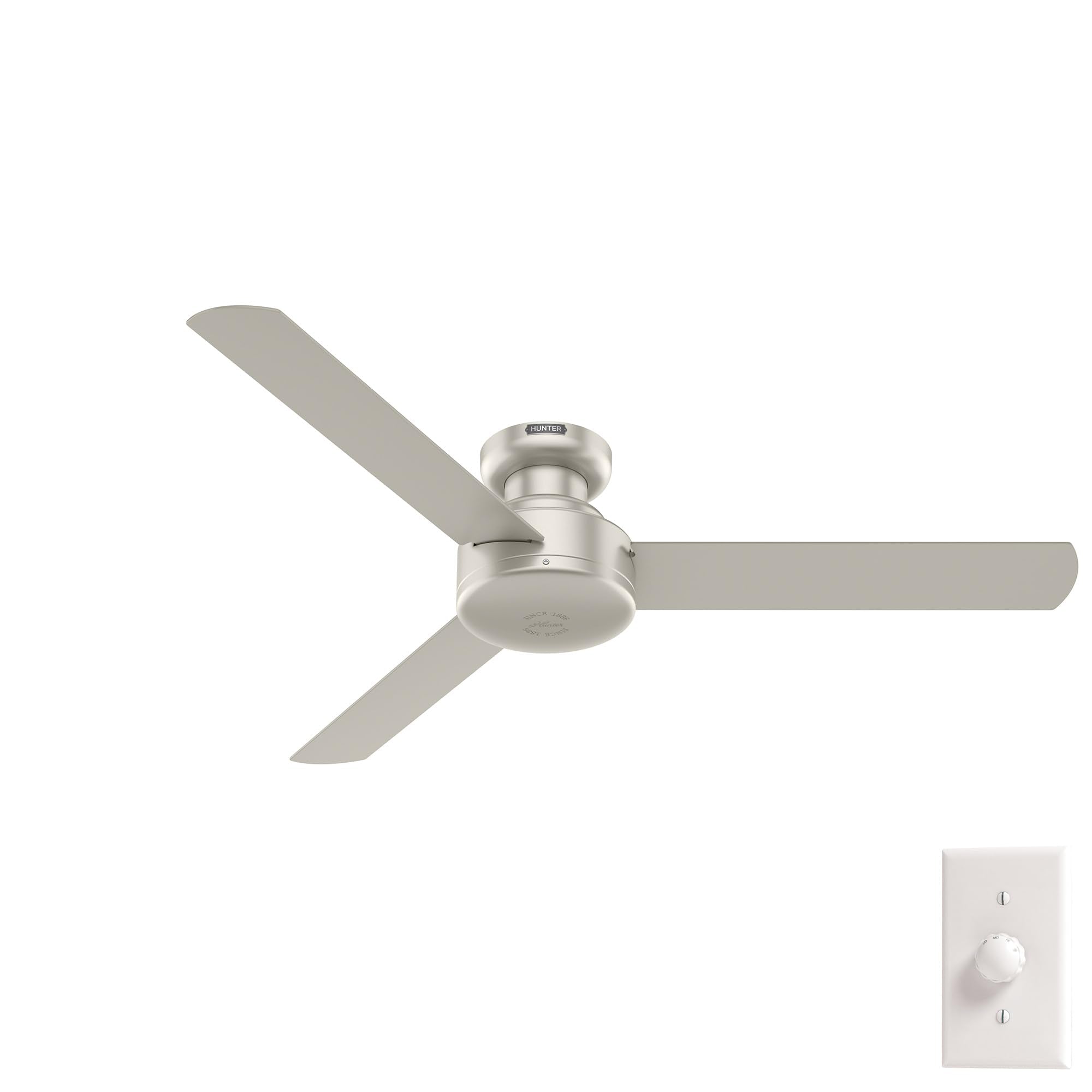 Hunter - Presto Indoor Low Profile Ceiling Fan, Wall Control, 52-inch, Casual-style, 3-speed WhisperWind Motor, for living rooms