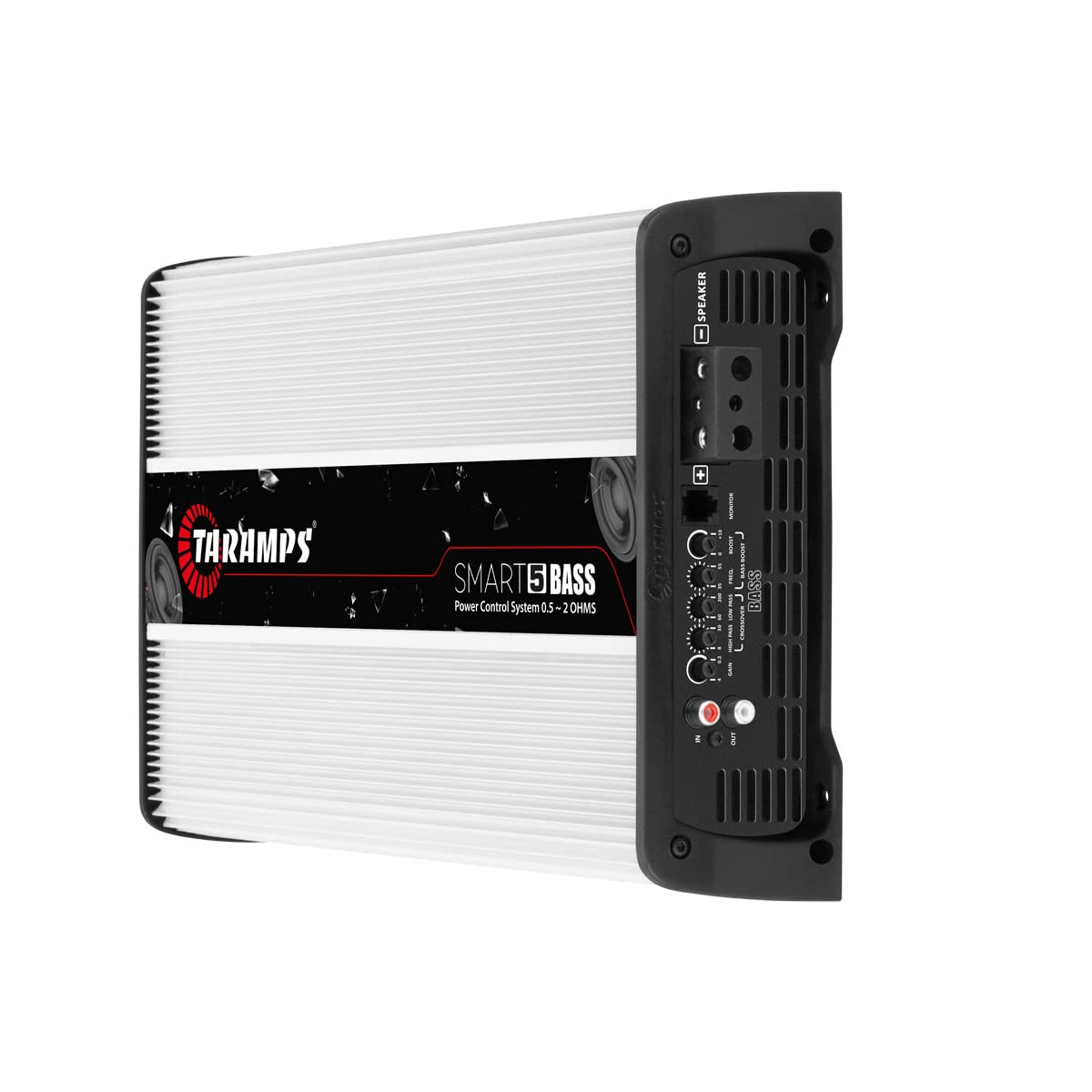 Taramp's Smart 5 Bass Amplifier 5000W RMS, 0.5-2 Ohms, Class D, Monoblock, Multi Impedance, White, Great for Subwo