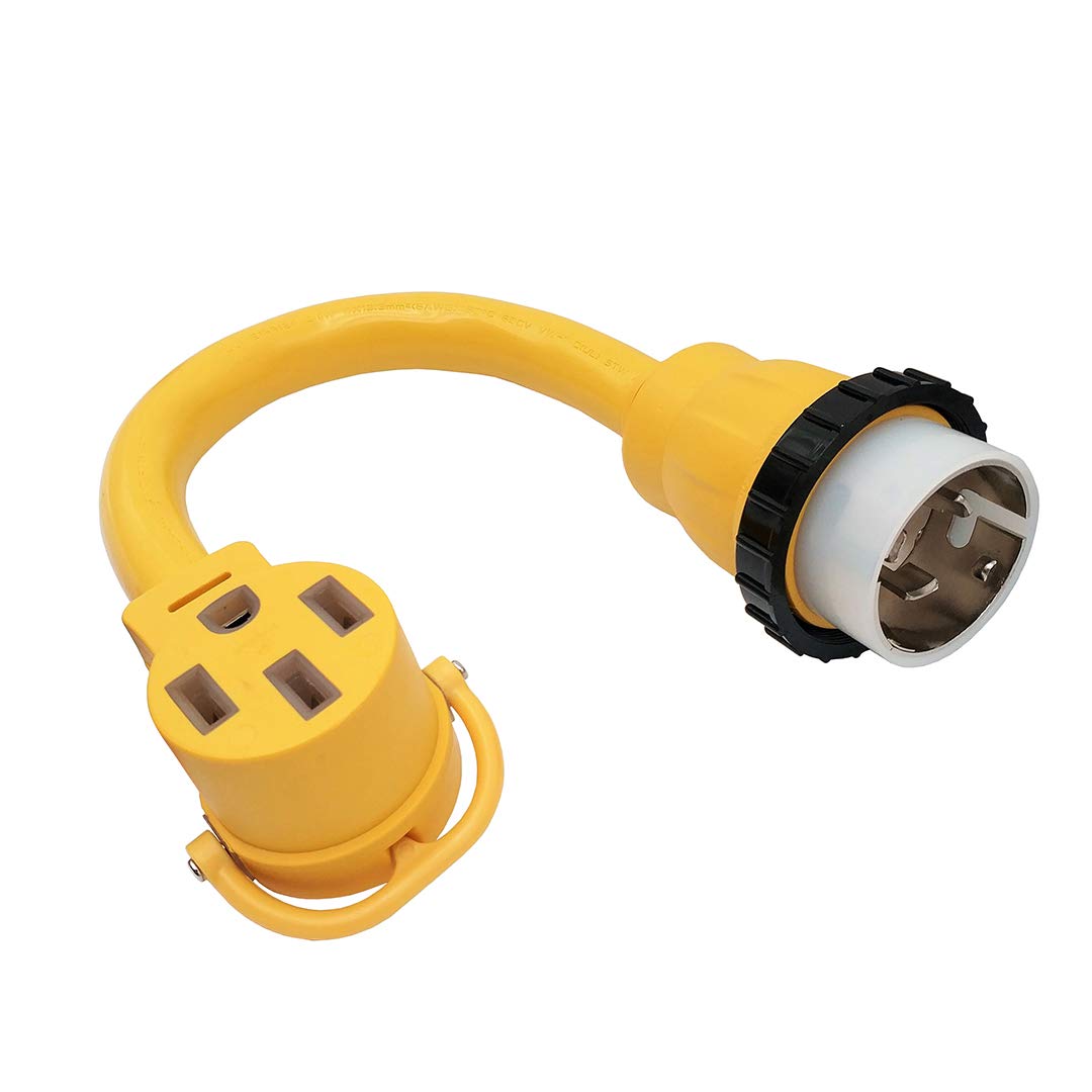 Parkworld 886399 Shore Power 50A To Rv & Ev Power Adapter Cord Nema Ss2 50P/Cs6365 To 14 50R 1.5Ft (Yellow)