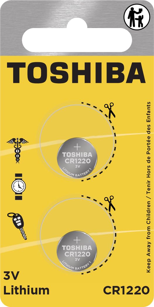 Toshiba Cr1220 3V Lithium Coin Cell Child Resistant Blister Package (2 Batteries)
