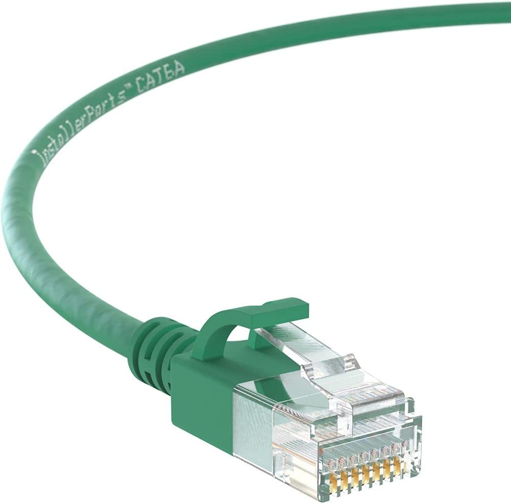 Installerparts Ethernet Cable Cat6A Slim Cable Utp Booted 0.5 Ft (20 Pack)   Green   Professional Series   10Gigabit/Sec Network