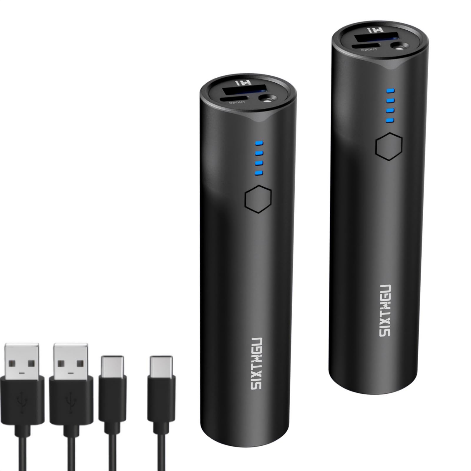 SIXTHGU Portable Charger, 5000mAh Mini Power Bank, S03 2-Pack Pocket Size Fast Charging USB-C (in&Out), PowerNano, Compatible wi