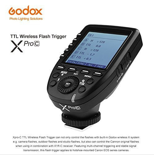 Godox Xpro C Ttl Wireless Flash Trigger Compatible For Canon Eos Cameras, Support 1/8000S Hss, 5 Dedicated Groups Buttons, Large