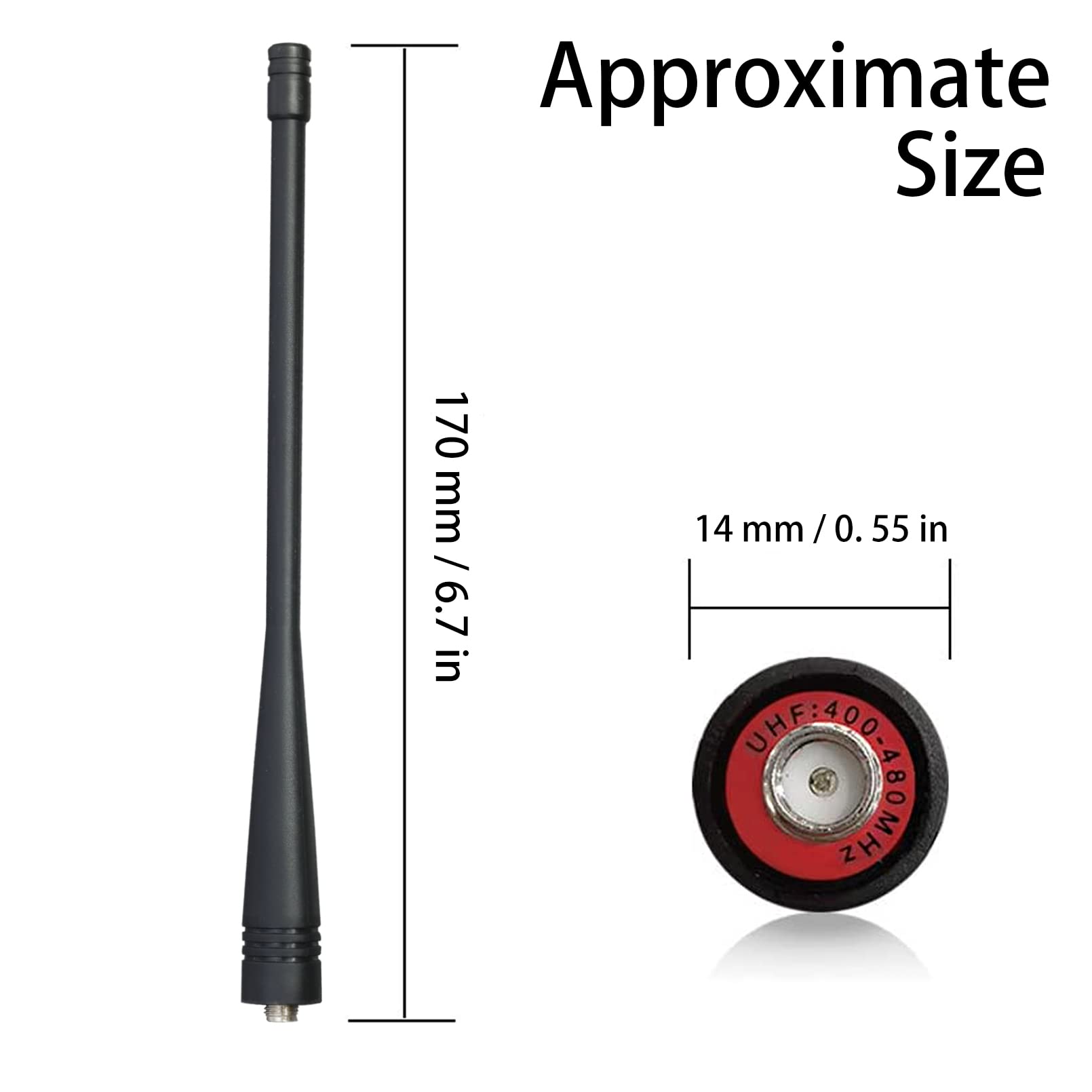 Samcom Long Antenna With Sma Female For Two Way Radio, 6.7 Inch Elastic And Non Deformable Walkie Talkie Antenna Uhf 400 480Mhz,