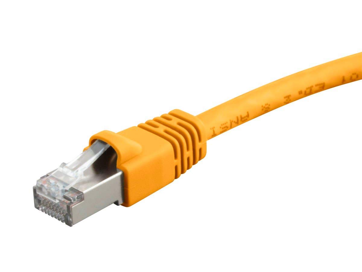 Monoprice Cat6A 14Ft Yellow Patch Cable Double Shielded (S/Ftp) 26Awg 10G Pure Bare Copper Snagless Rj45 Fullboot Series Etherne
