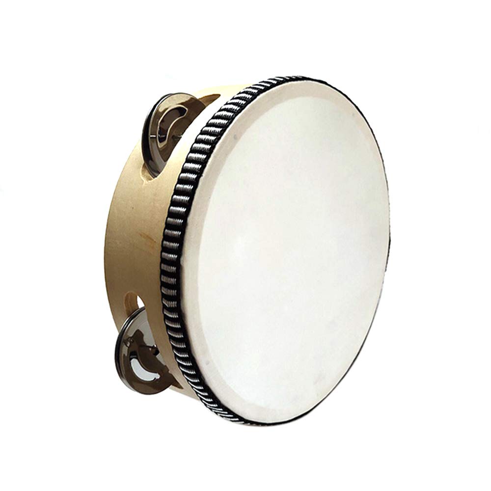 Decdeal Musical Tambourine Drum Round Percussion Gift for KTV Party