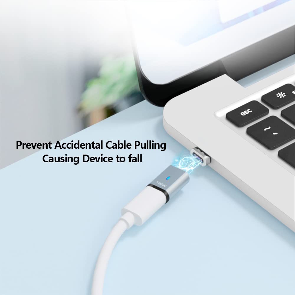 Sheeast Magnetic Usb C Adapter Right Angle 100W + Usb C Magnetic Adapter Straight White Fast Charging 5Pin 480Mbps Data Transmis