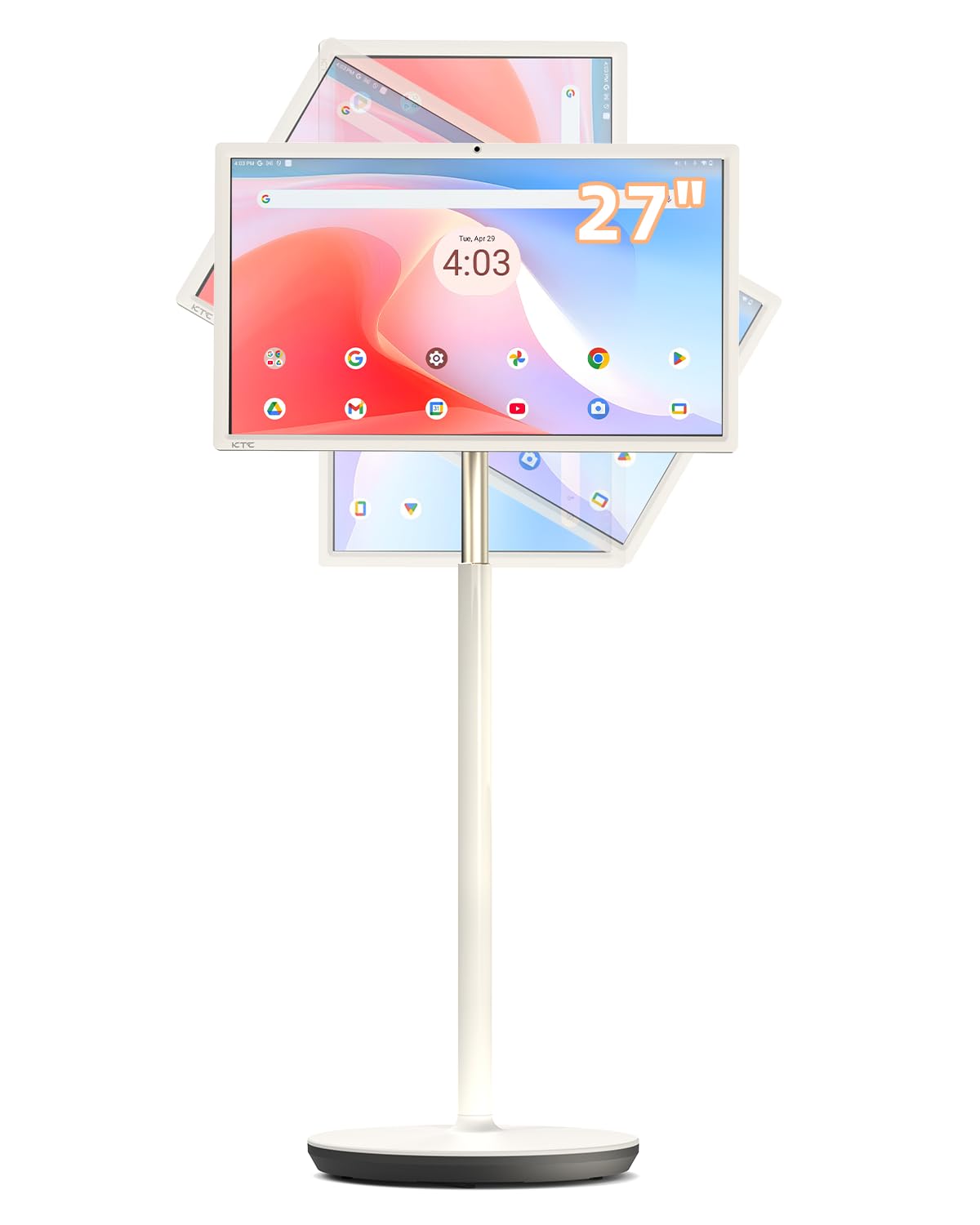 KTC MegPad 27 Inch Portable Screen TV - 1080P Touch Screen Monitor on Wheels with 8MP Camera, Compatible with Google TV, Android