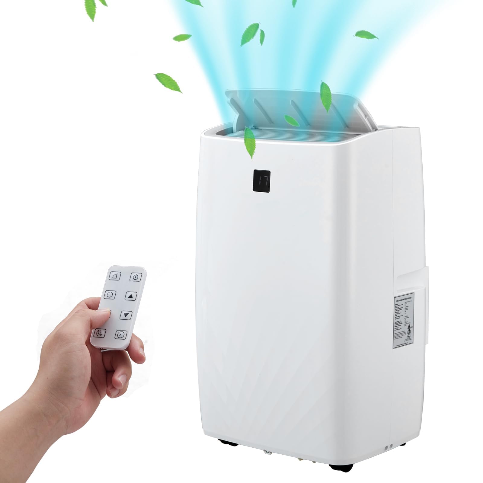 12000 BTUs Portable Air Conditioner Unit - Cools Rooms Up to 750 Sq. Ft., Remote Control, Sleep Mode, 24Hrs Timer, Quiet Operati