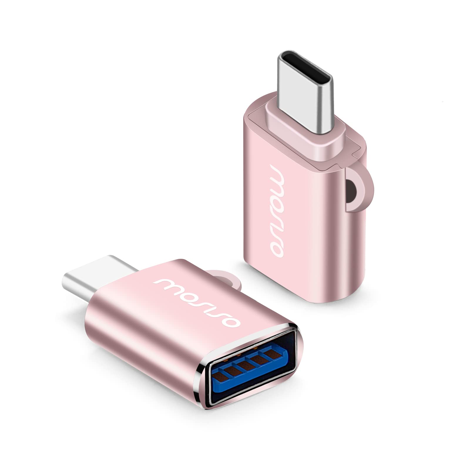 MOSISO USB C to USB Adapter 2 Pack,USB TypeC to USB Connector, Rose Gold