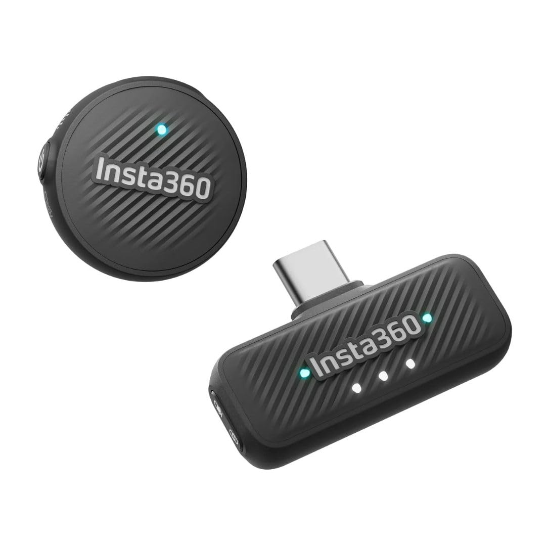 Insta360 Air Microphone, Transmitter + Receiver, Compact, Audio, Noise Reducing, Designed for Ace Pro 2, Flow 2 Pro, Flow Pro, F