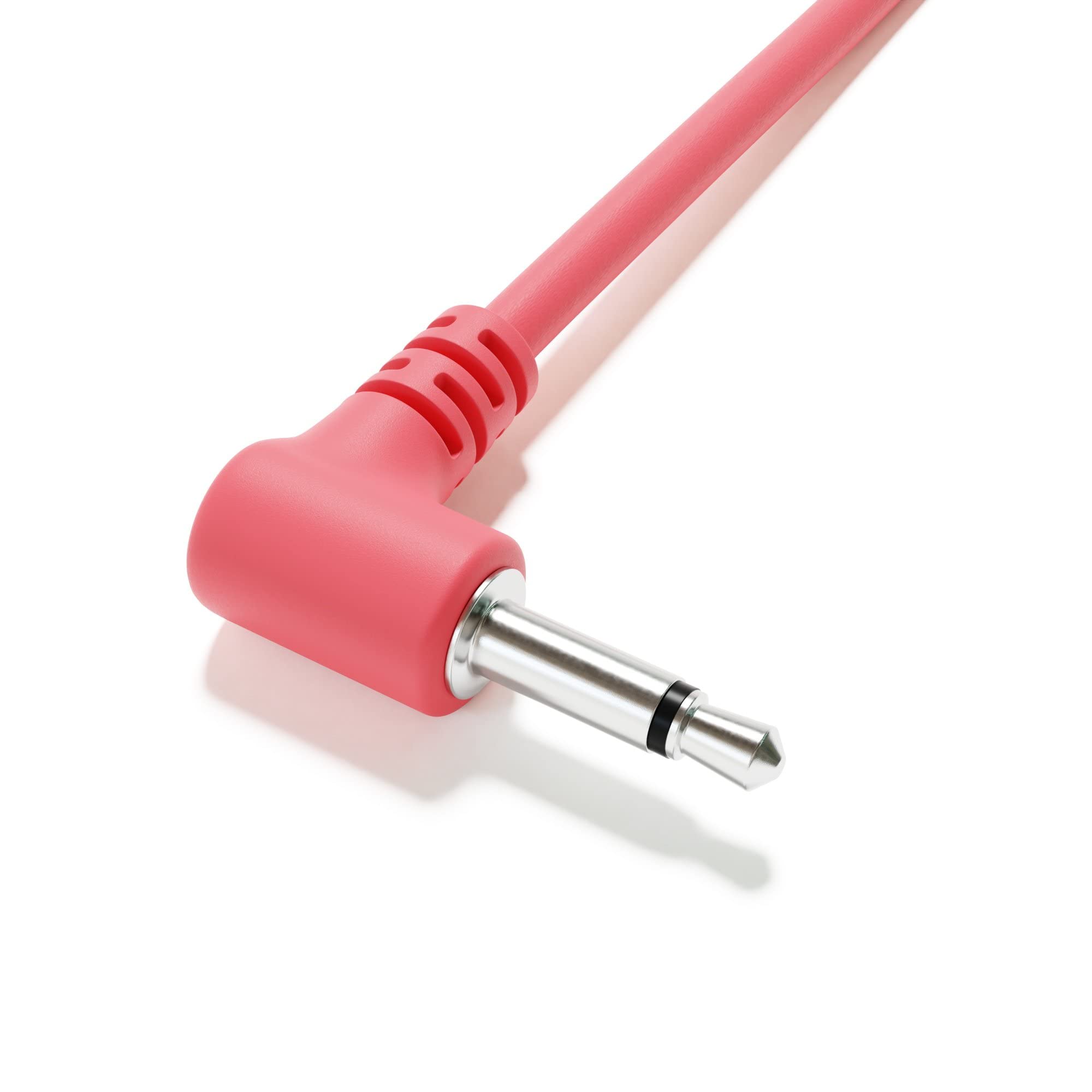 Excelvalley - 5-Pack - Right Angle Mono Modular Patch Cables - 3.5Mm 1/8 Eurorack Synthesizer [Peach | 150 Cm - 59.06]