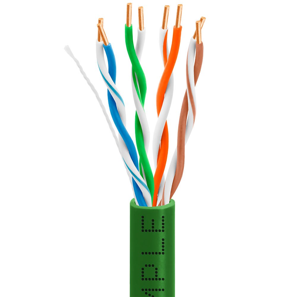Cmple   Cat5E Ethernet Cable 1000Ft Gigabit Network Cat 5E Bulk Unshielded Twisted Pair (Utp), Solid 24Awg Cmr 350 Mhz Green