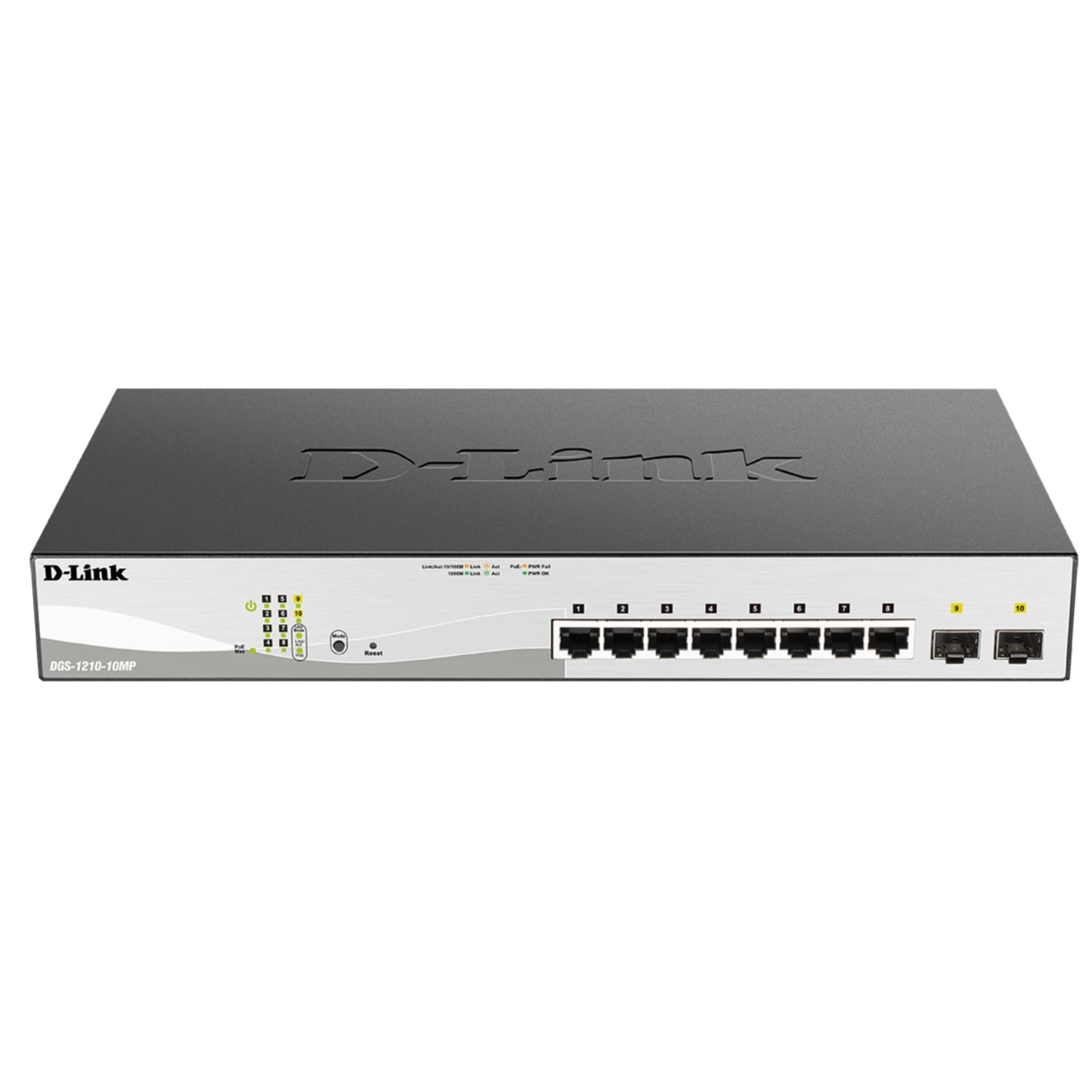 D Link Poe+ Switch, 8 10 Port Smart Managed Layer 2+ Gigabit Ethernet With 2 Gigabit Sfp Ports And 130W Poe Budget (Dgs 1210 10M