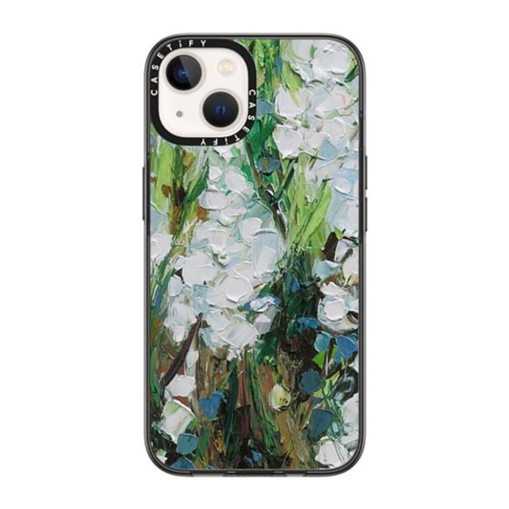 Casetify Compact Iphone 14 Case [2X Military Grade Drop Tested / 4Ft Drop Protection]   Wild Squill Flowers   Clear Black