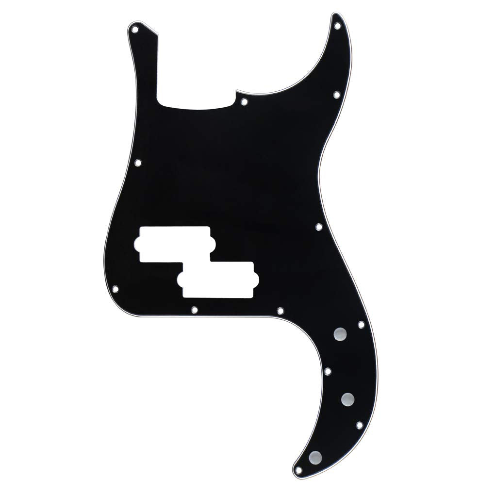 Fleor 3Ply Black P Bass Pickguard Guitar Scratch Plate Pick Guard For 4 String American/Mexican Standard P Bass Style