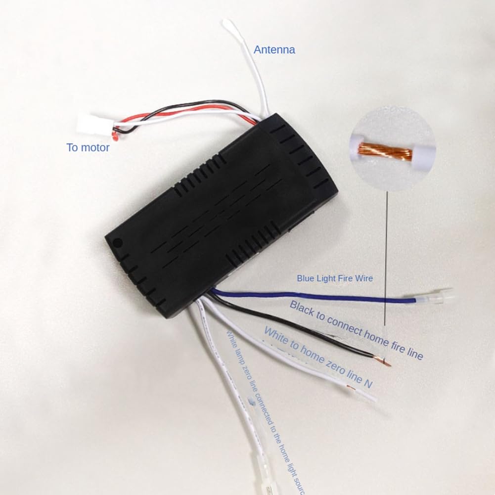 Universal Ceiling Fan Remote Control Kit Replacement, 6 Speed & Timing, Remote Replacement For Dc Ceiling Fan Light, Black & Whi