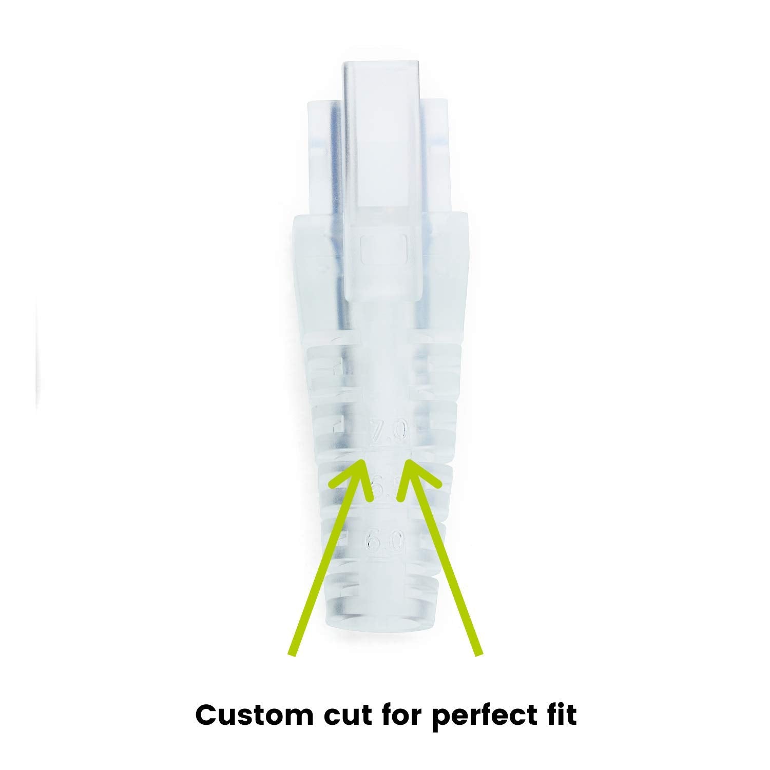 Truecable Rj45 Strain Relief Boots, Large 5.5 To 7.0Mm Cut To Fit Pvc Plug Cover, Transparent, 100 Pieces