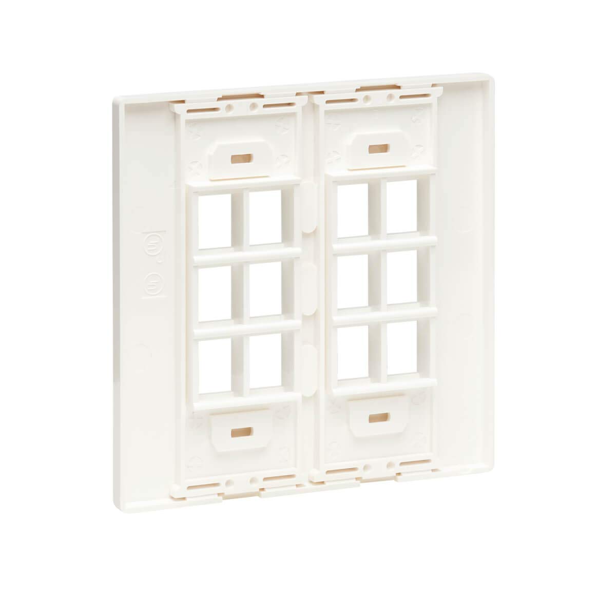 Tripp Lite 12 Port Universal Keystone Double Gang Wall Plate, 2 Gang Faceplate, Adaptable, Taa, White (N080 212)