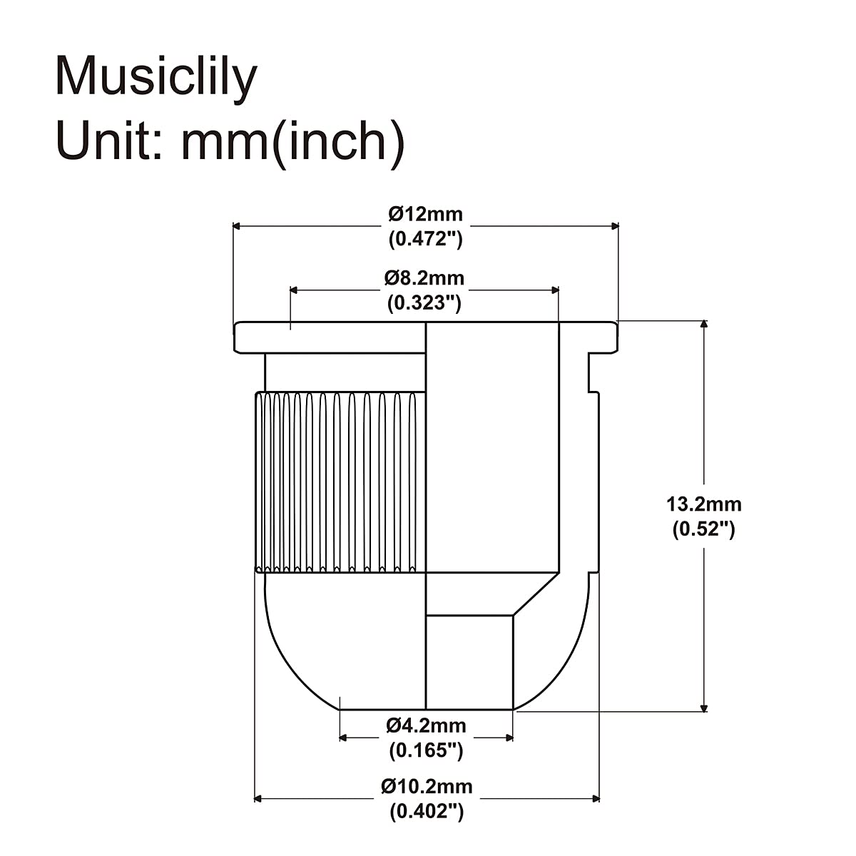 Musiclily Pro 13.2Mm Steel Bass String Ferrules String Through Body For 4/5 String Electric Bass, Black (Set Of 5)