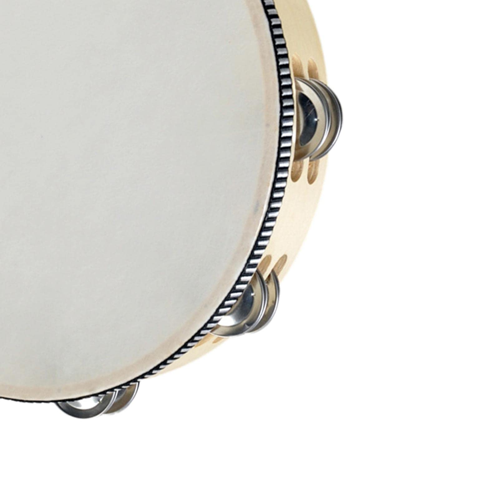 LICHTS Wooden Handheld Tambourines Metal Jingles Percussion for Church Party Adults 10inch Wood