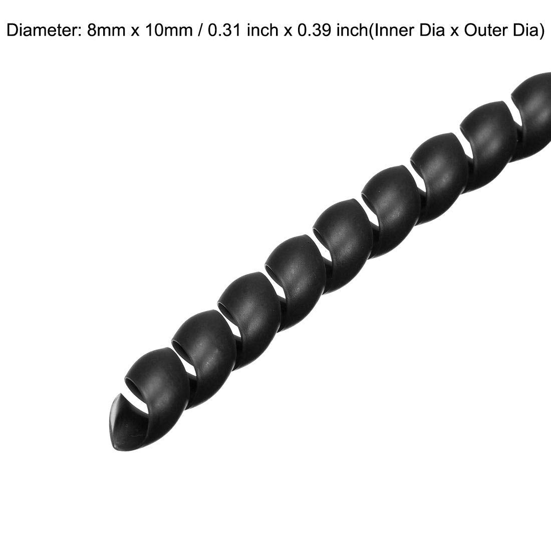 Uxcell Flexible Spiral Cable Wrap Wire Cord Wraps Management Sleeve 8Mm X 10Mm Computer Wire Manage Cord 3 Meters Length Black