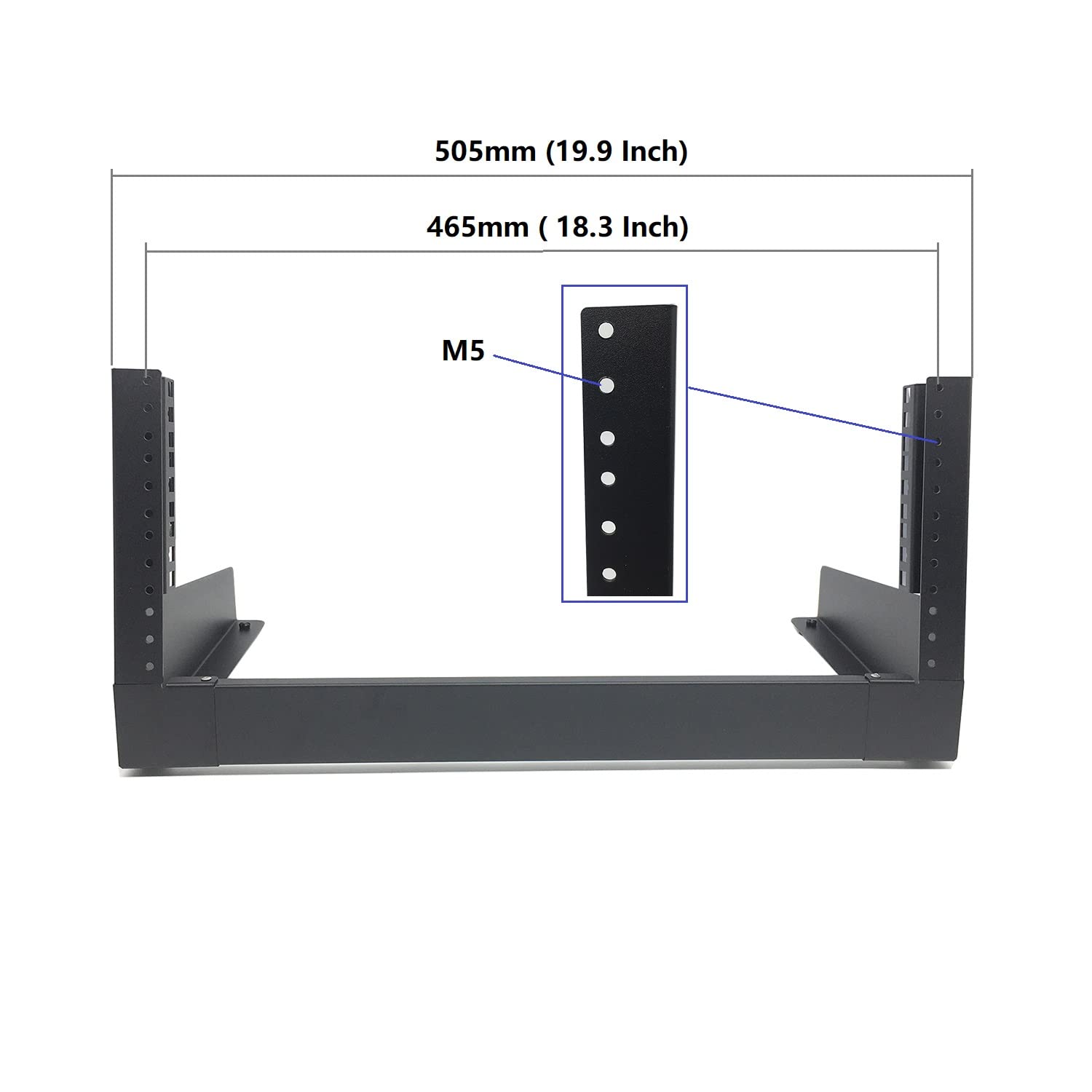 Jingchengmei 4U Desktop Network Rack 19 Inches Small Open Frame Rack 2 Post Free Standing Tabletop Rack For Server, Patch Panel,