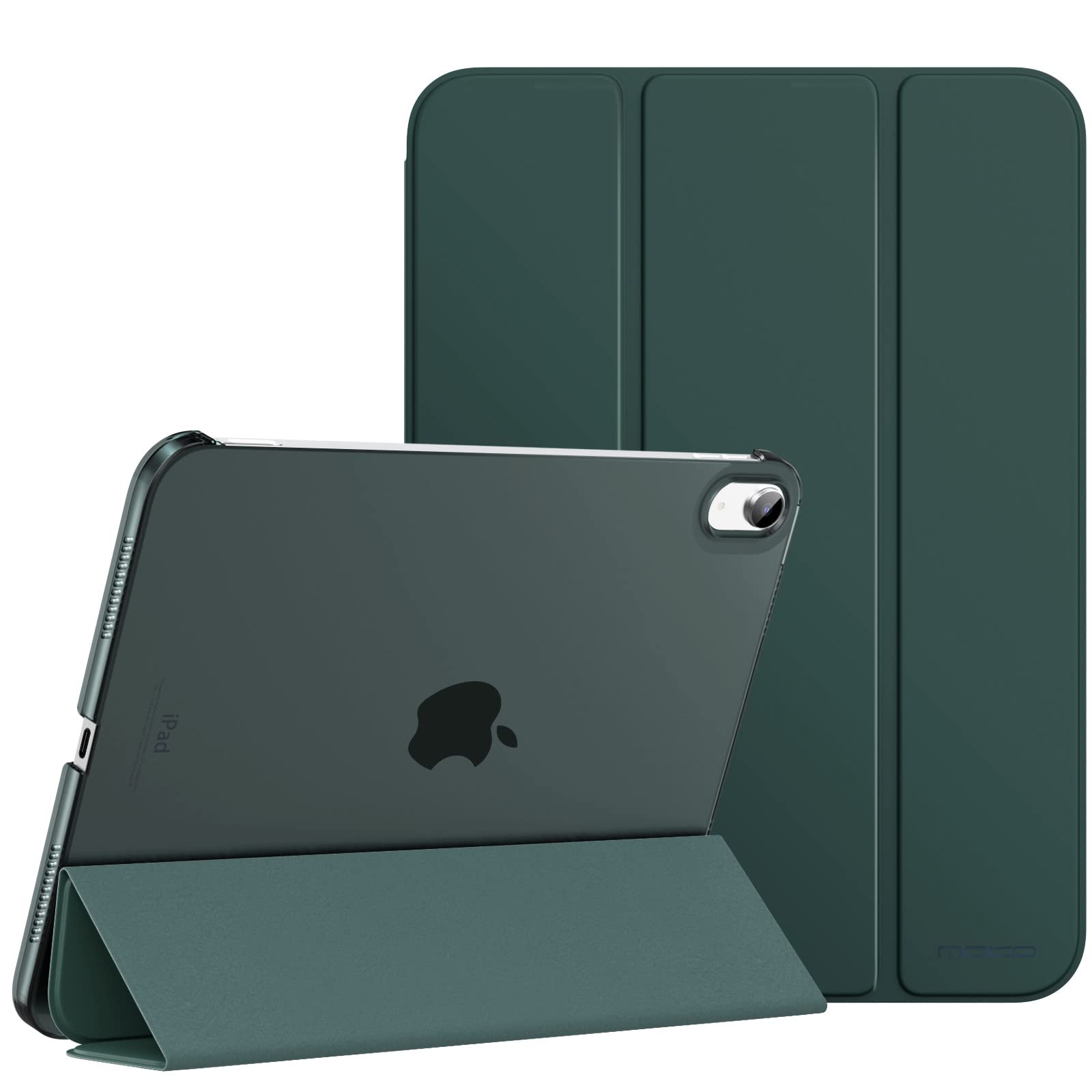MoKo for iPad (A16) 11th Generation Case 11 Inch 2025, iPad 10th Generation Case 10.9 Inch 2022, Slim Stand Hard PC Translucent Back Shell Smart Cover, Support Touch ID, Auto Wake/Sleep,Midnight Green