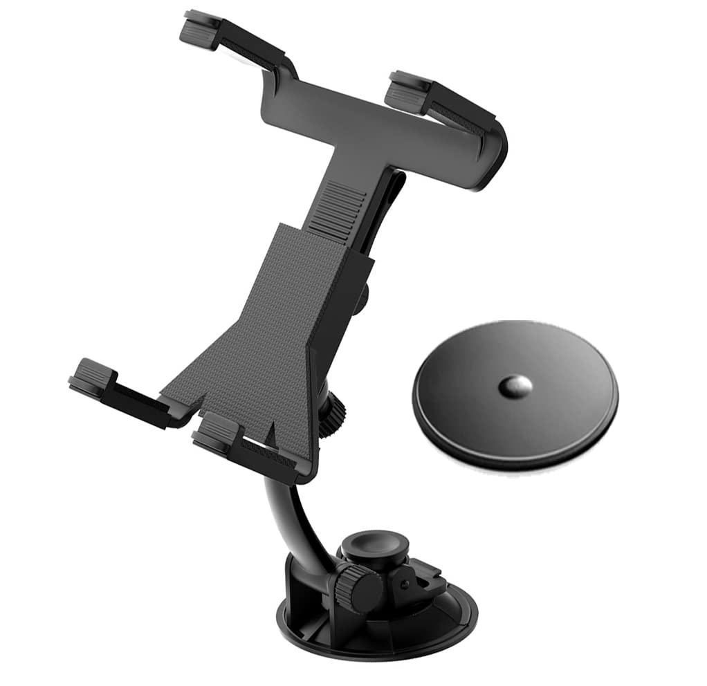 Ramtech Car Truck Gps & Tablet Windshield Mount, Suction Cup Holder With Adjustable Bracket And 90Mm Dashboard Mount Disc, Compa