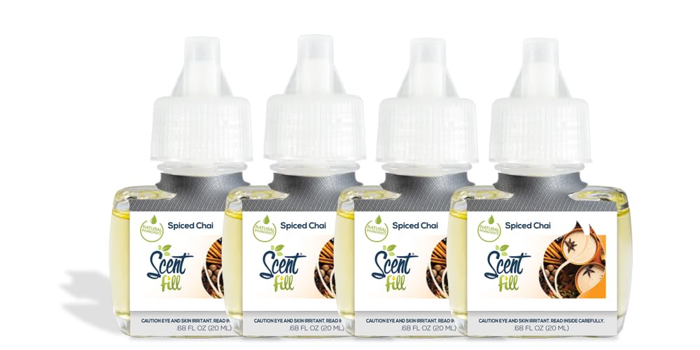 Scent Fill Spiced Chai Plug In Air Freshener, 4 Scented Oil Refills