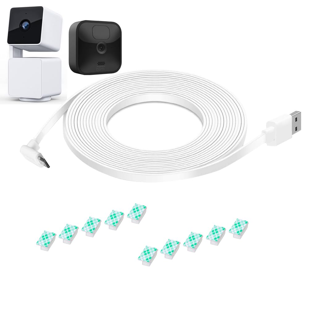 Dianmu 10Ft Wyze Cam Pan V3 Cable, Power Cord For Blink Outdoor (3Rd Gen),90 Degree L Shaped Micro Usb Power Extension Cable Wea