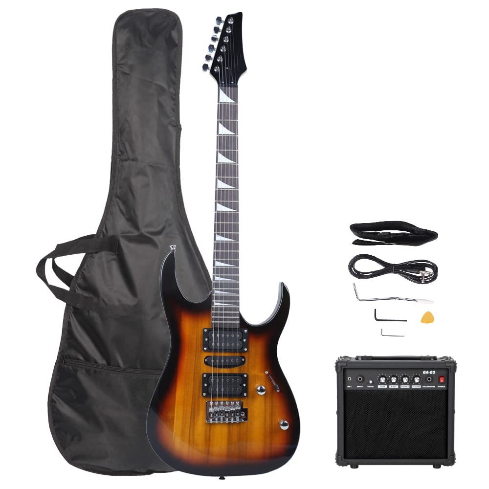 Ktaxon 39 Inch Electric Guitar With 20Watt Amp, Full Size 170 Model Starter Electric Guitar Kit For Beginners & Professional W/B